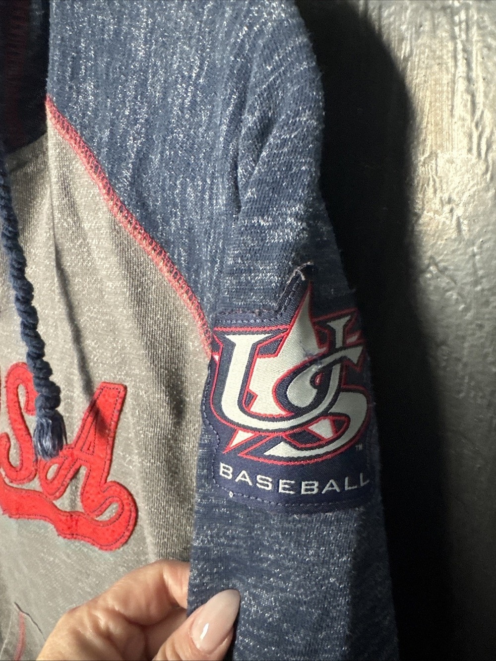 Majestic USA Baseball Women’s Sweatshirt Pull Over Blue Size Small - Picture 4 of 5